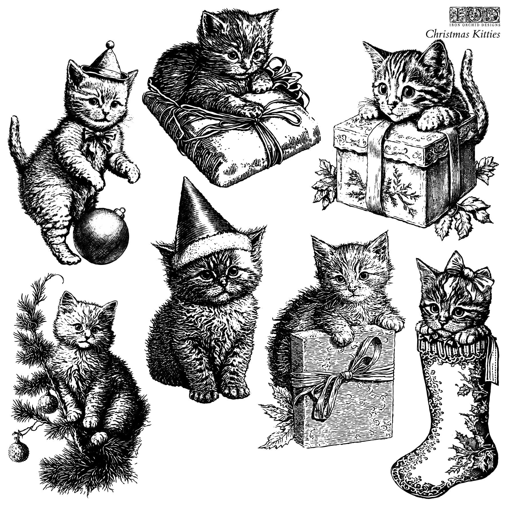 Christmas Kitties Stamp Pickin' Boots Vintage