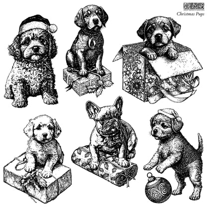 Christmas Pups Stamp Pickin' Boots Vintage