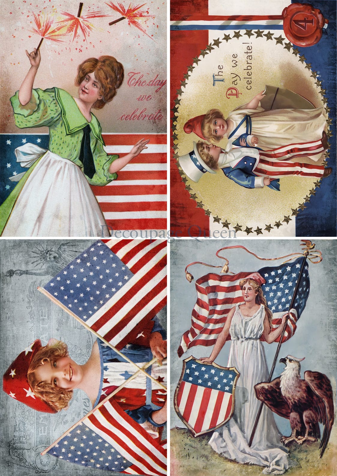 Fourth of July Four Pack Rice Paper Pickin' Boots Vintage