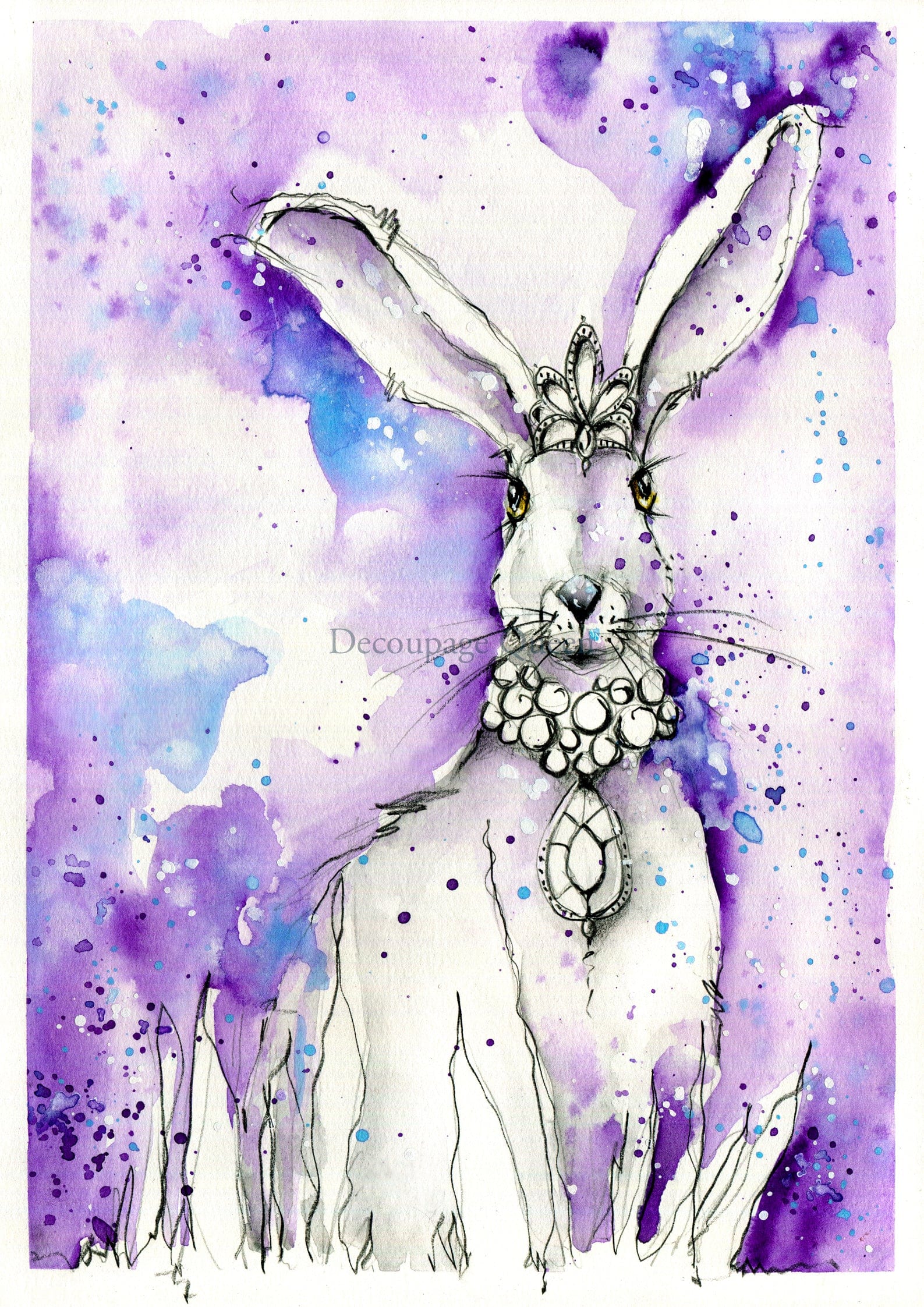 Purple Rice Paper Bunny Rabbit Pickin' Boots Vintage