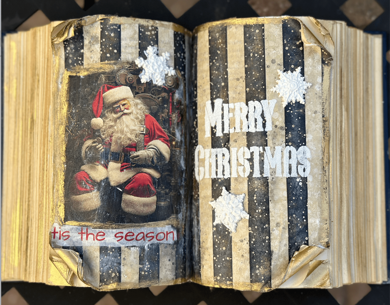 Santa Altered Book Kit without the Stencil Pickin' Boots Vintage